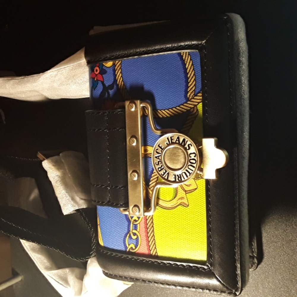Genuine Versace Jeans Couture Leather Convertible Printed Crossbody